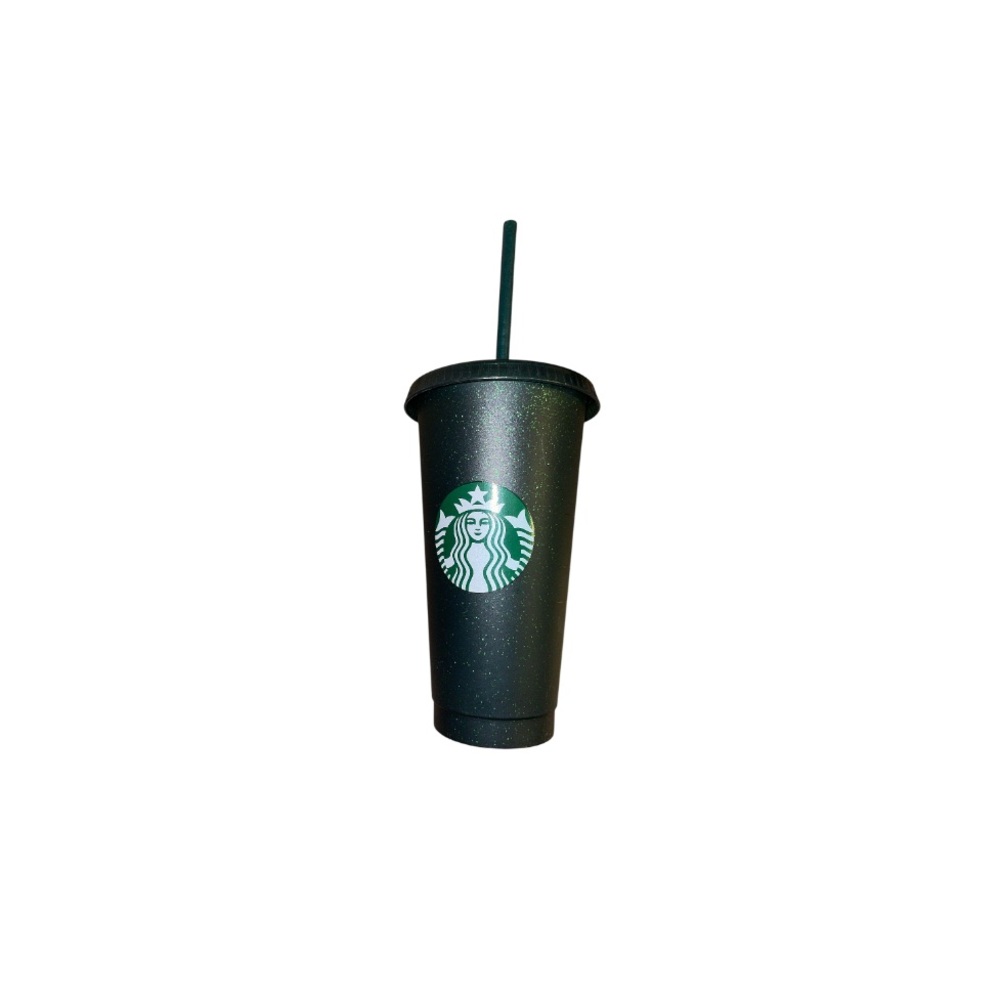 Starbucks Dark Green 24 oz Glitter Tumbler with Straw